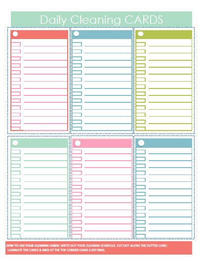 Daily Cleaning Cards