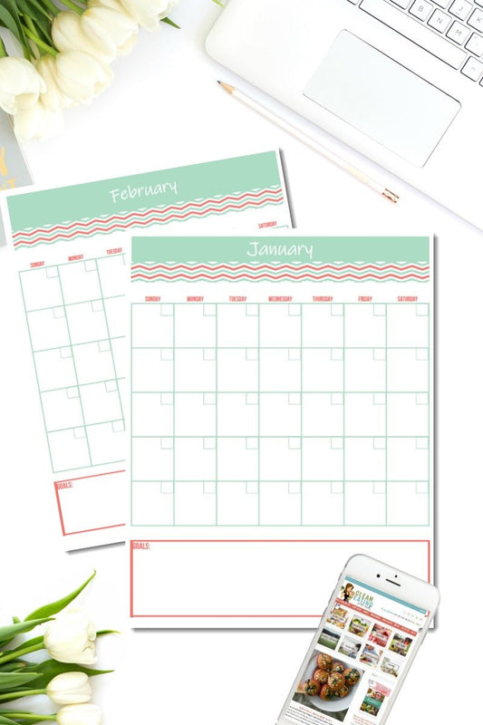 {12 PAGES} REUSABLE MONTH TO PAGE CALENDAR
