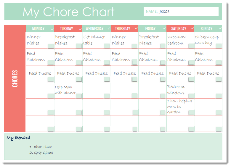 Family Chore Chart (TWO OPTIONS)