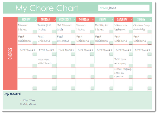 Family Chore Chart (TWO OPTIONS)