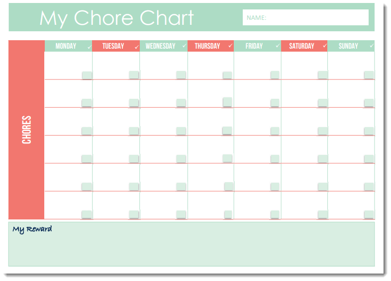 Family Chore Chart (TWO OPTIONS)